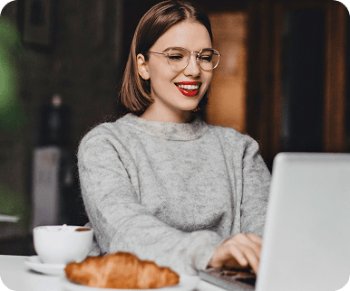 Woman working and smiling