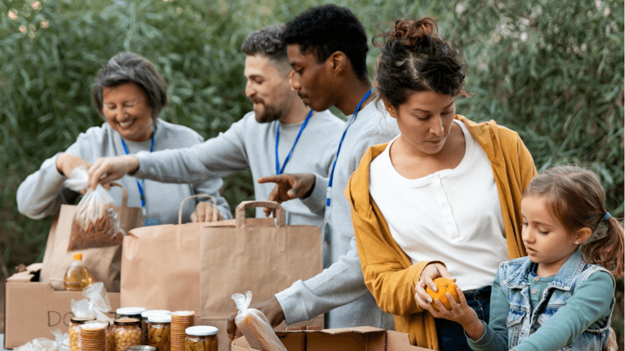 Happy family enjoying a meal